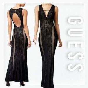 NWT Guess Josefina Black Lace Mermaid Maxi Dress sz XS